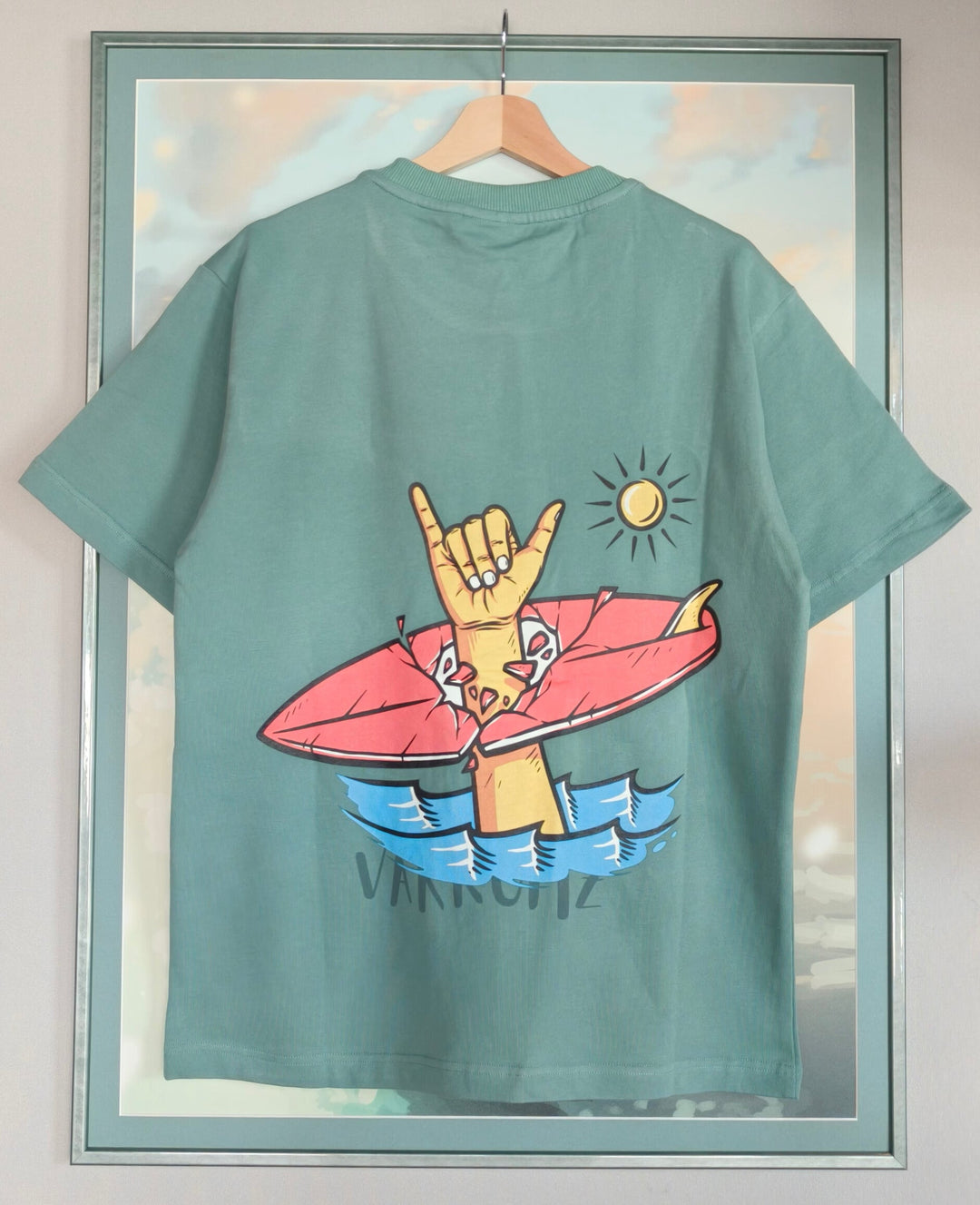 Green Color Oversized T-Shirt  Shaka Surf Hand varkomz shop