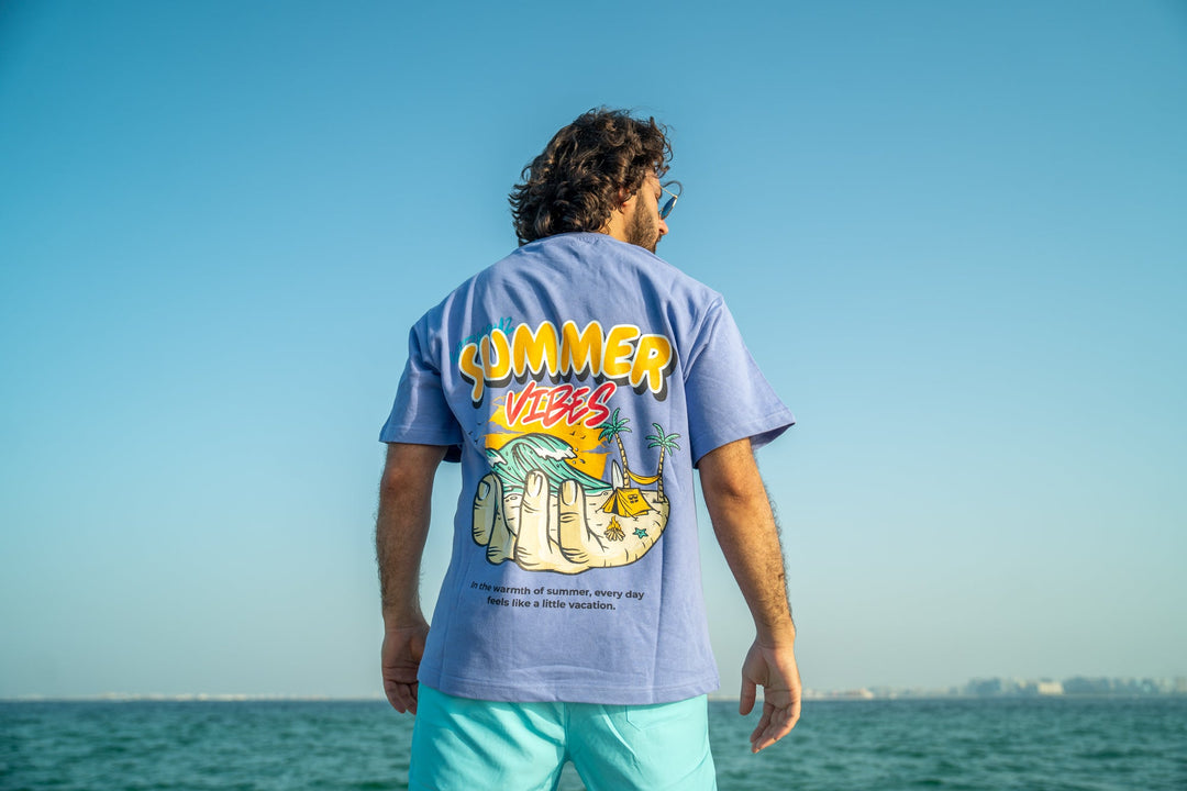 Purple Color Summer Vibes Wave Printed varkomz