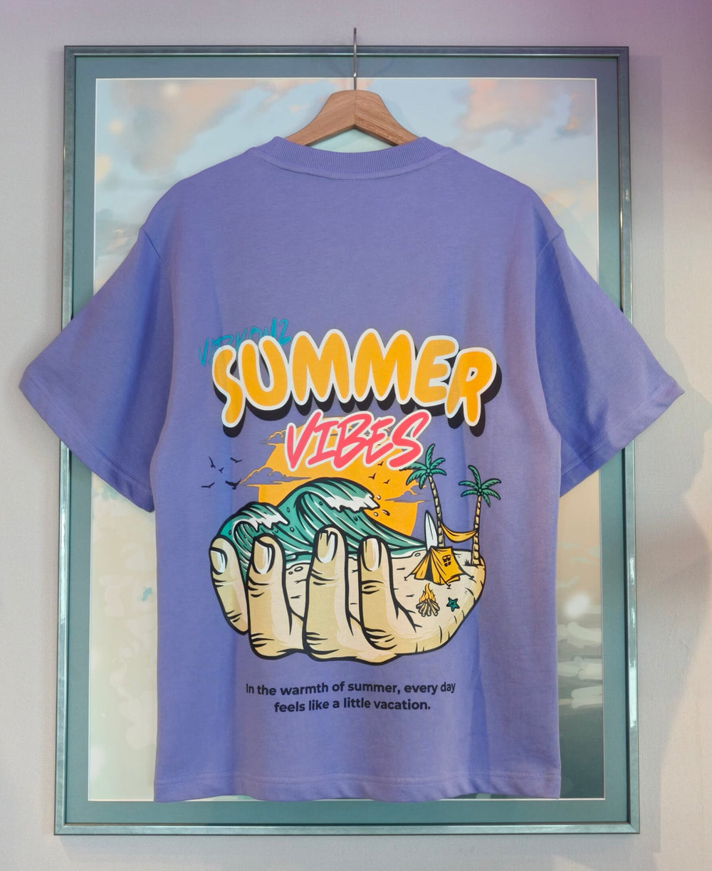 Purple Color Summer Vibes Wave Printed varkomz