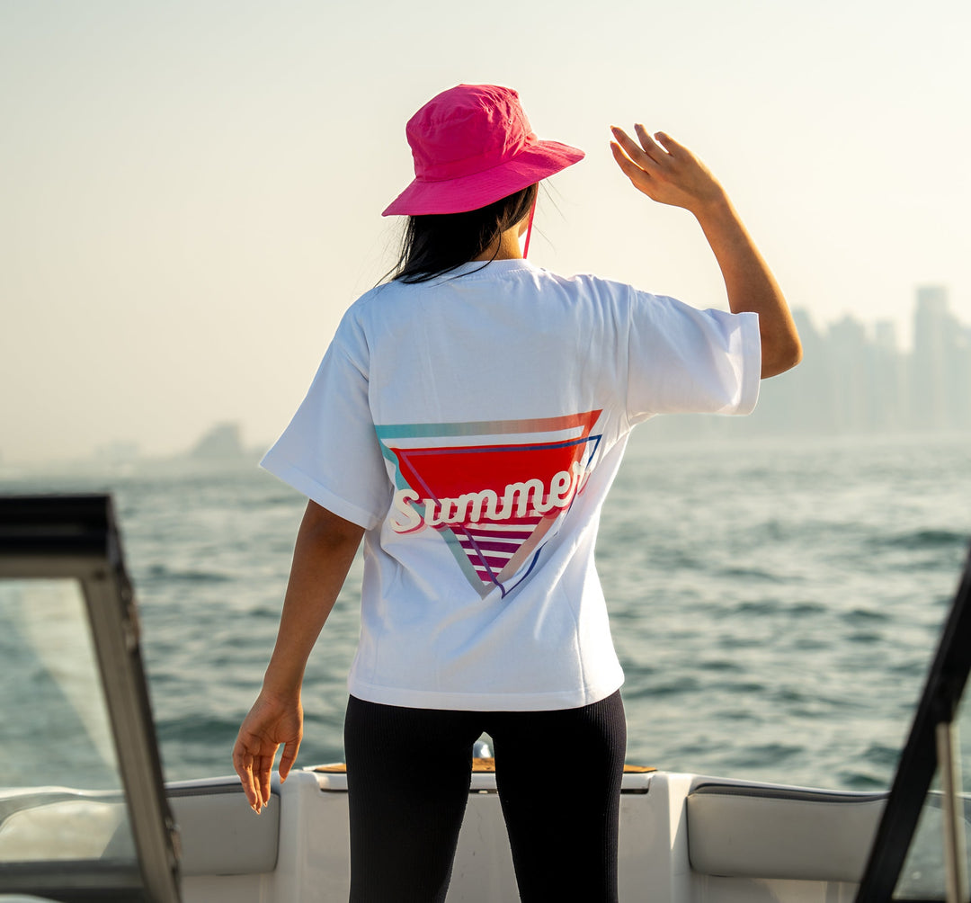 White Color Oversized T-Shirt – Summer Colorful Triangle varkomz shop