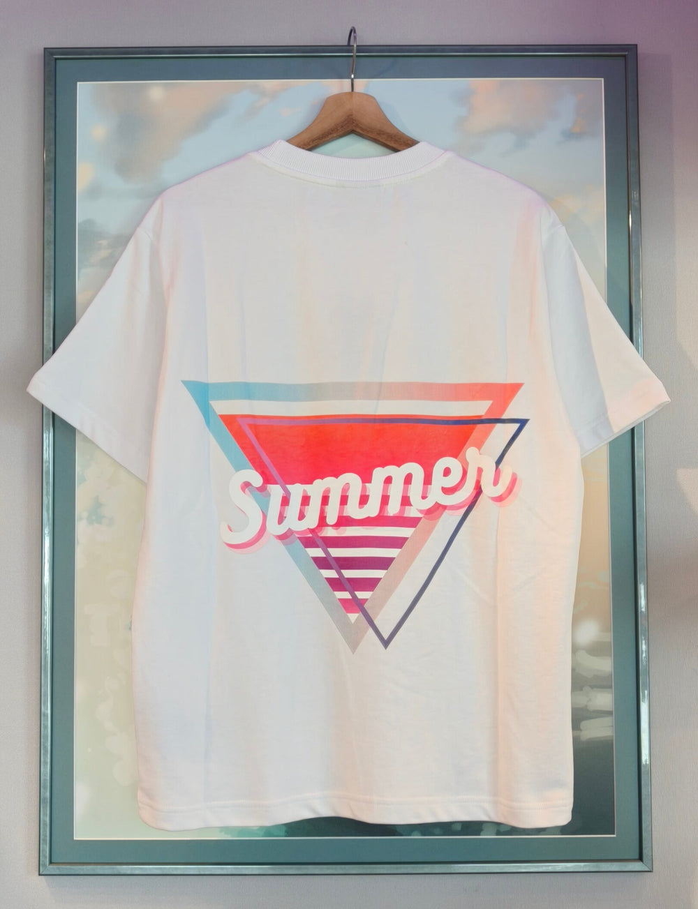 White Color Oversized T-Shirt – Summer Colorful Triangle varkomz shop