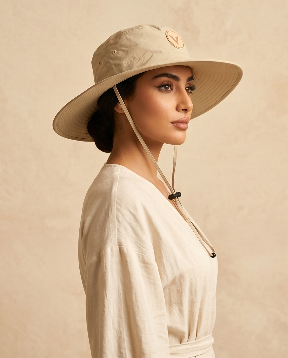 Varkomz Beige Bucket Hat With Rope Beige Logo