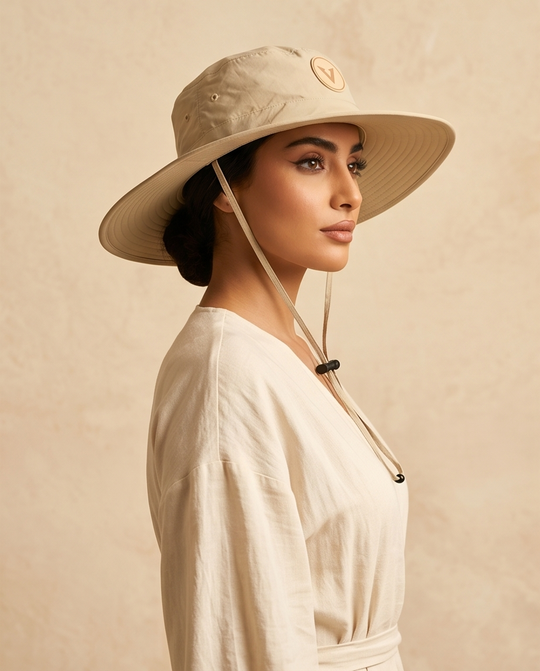 Varkomz Beige Bucket Hat With Rope Beige Logo