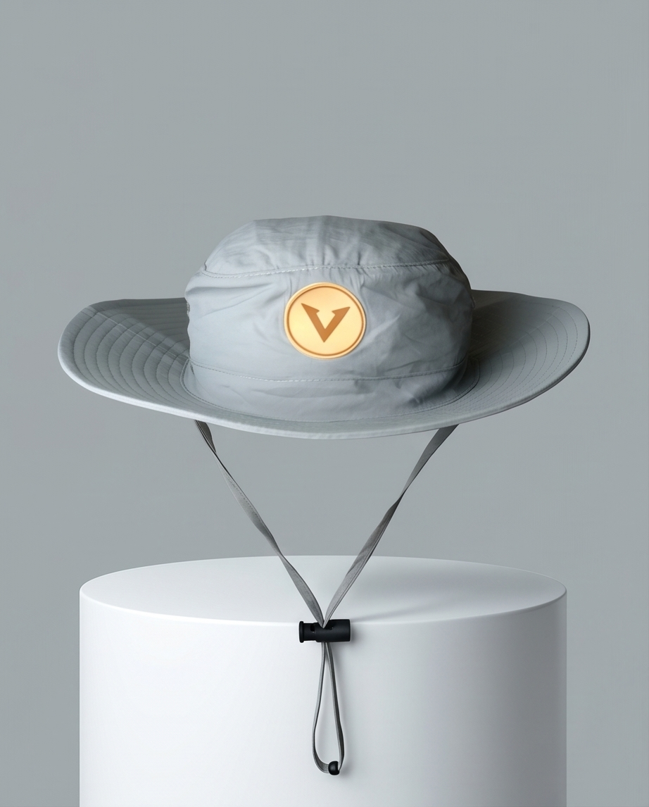 Varkomz Light Grey Bucket Hat With Rope Beige Logo