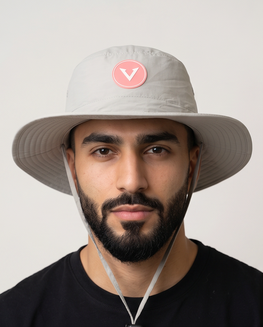 Varkomz Warm Grey Bucket Hat With Rope Orange Logo