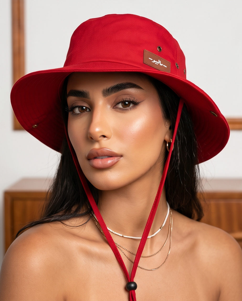 Malibu Maroon Bucket Hat With Rope -ماليبو-