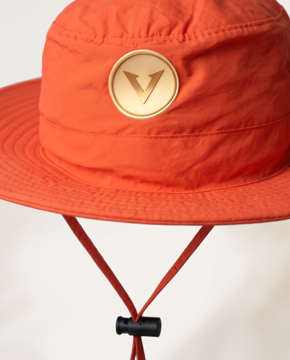 Varkomz Orange Bucket Hat With Rope Beige Logo