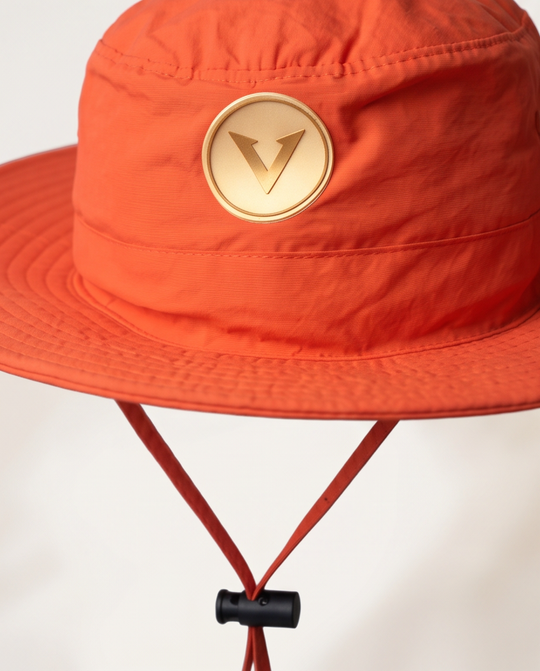 Varkomz Orange Bucket Hat With Rope Beige Logo