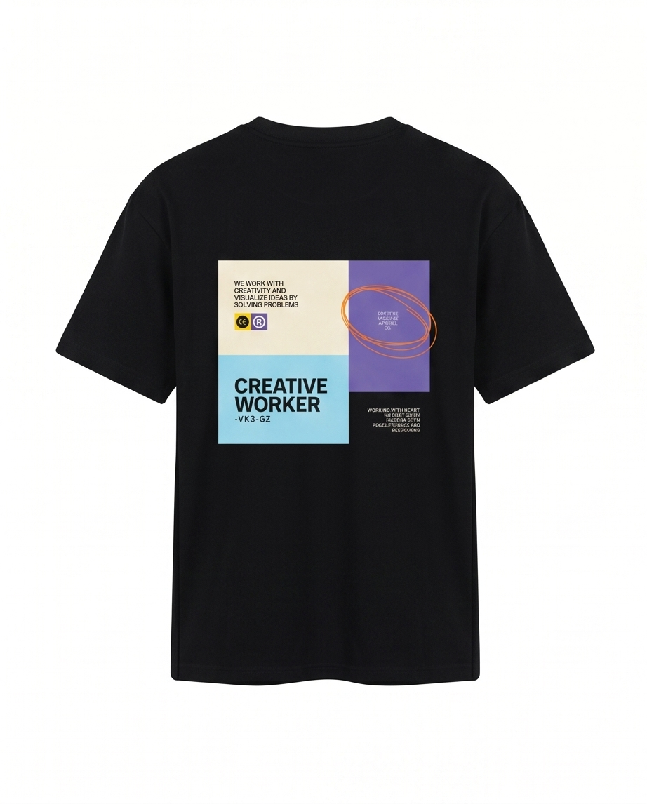 Varkomz Creative Worker Oversized T-Shirt - Black
