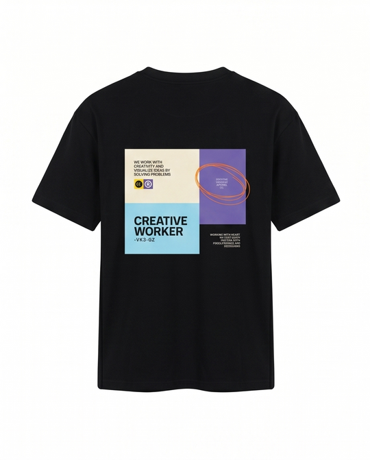 Varkomz Creative Worker Oversized T-Shirt - Black