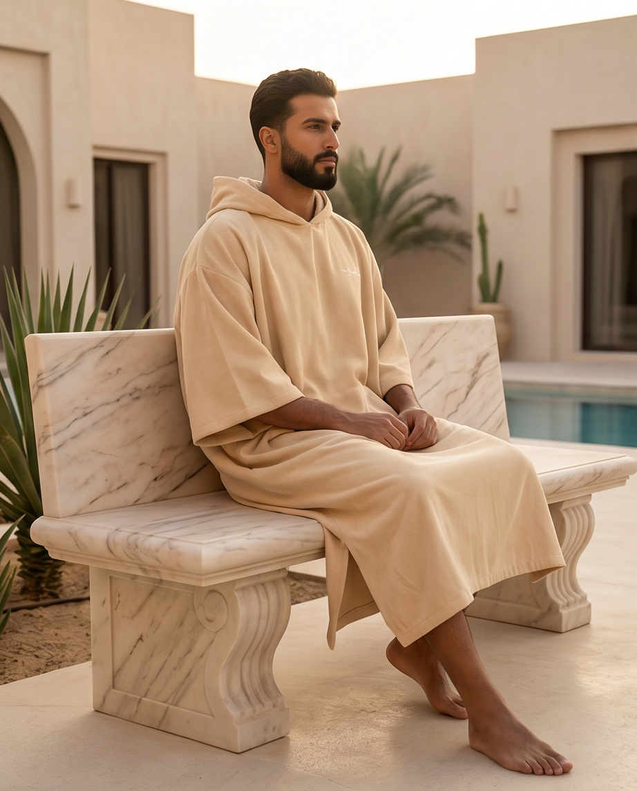 Beige Malibu Poncho Beach Towel