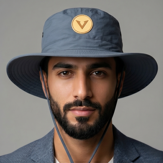 Varkomz Dark Grey Bucket Hat With Rope Beige Logo