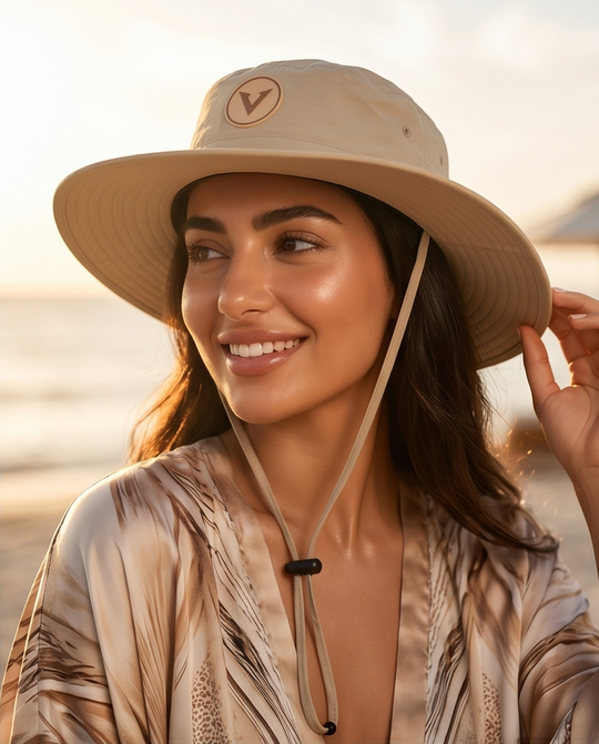 Varkomz Beige Bucket Hat With Rope Beige Logo