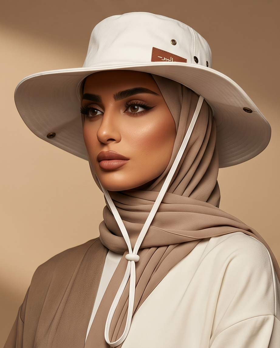 Malibu White Bucket Hat With Rope -ماليبو-