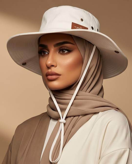 Malibu White Bucket Hat With Rope -ماليبو -