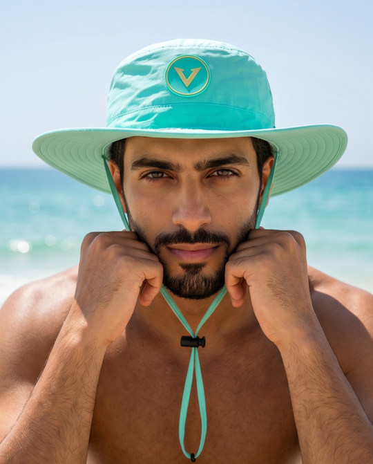 Varkomz Turquoise Bucket Hat With Rope Turquoise Logo