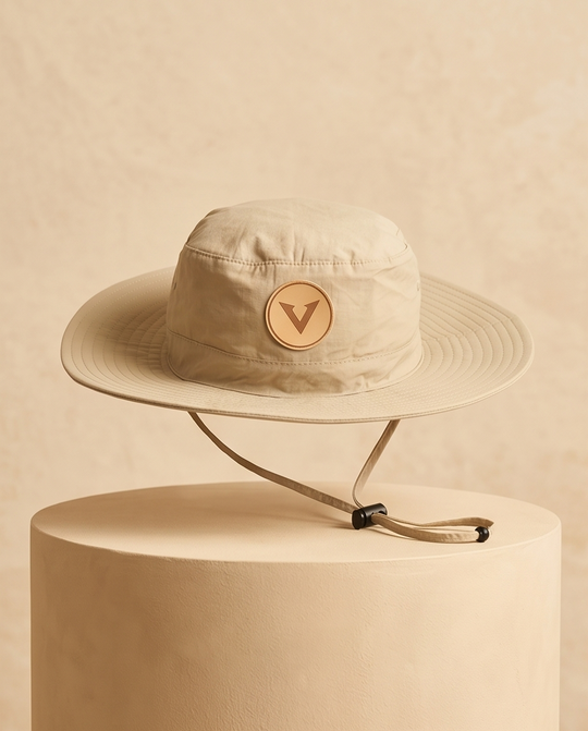 Varkomz Beige Bucket Hat With Rope Beige Logo