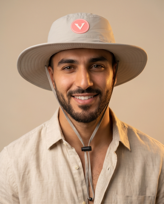 Varkomz Warm Grey Bucket Hat With Rope Orange Logo
