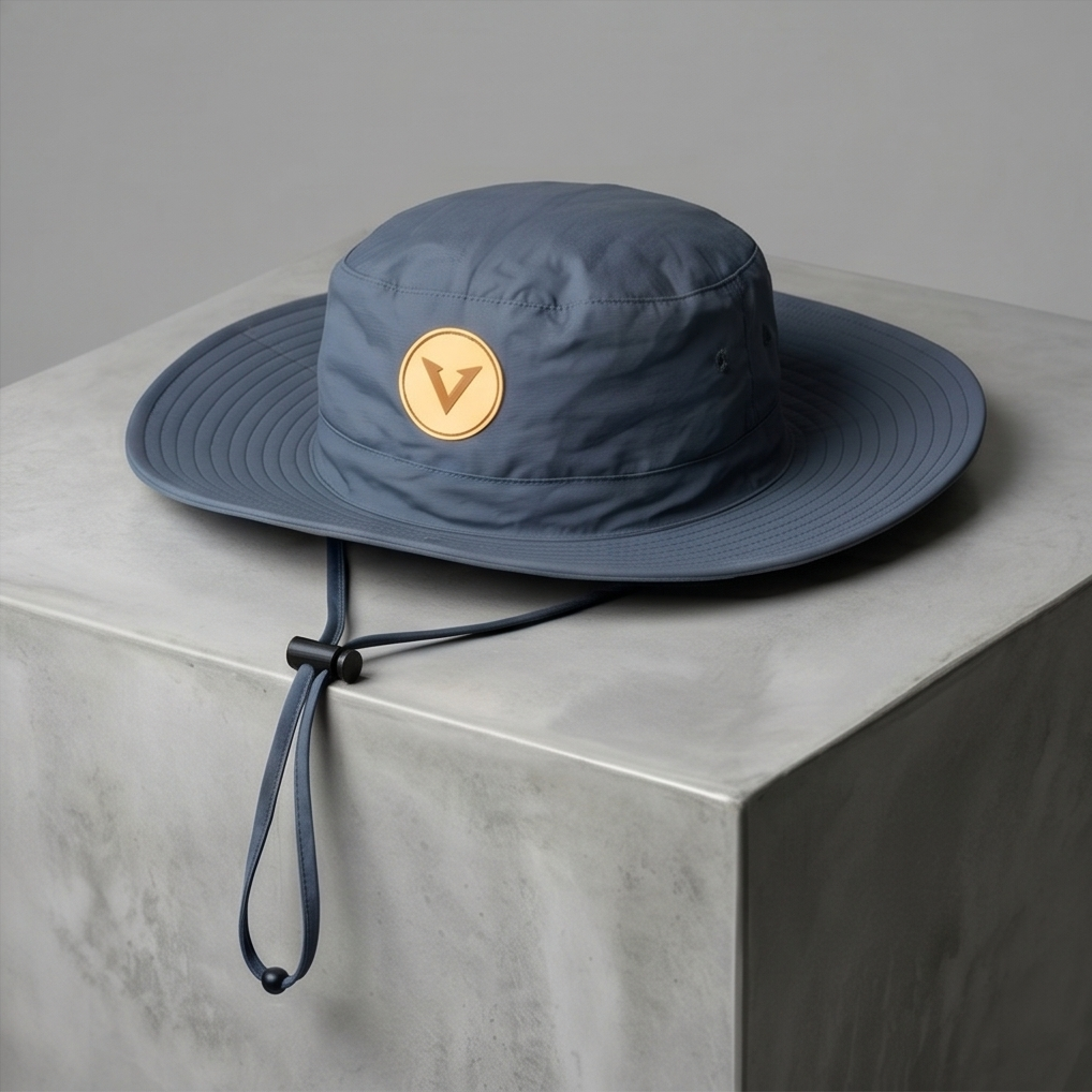 Varkomz Dark Grey Bucket Hat With Rope Beige Logo