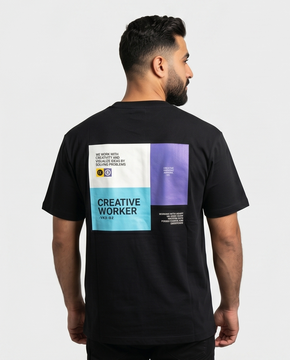 Varkomz Creative Worker Oversized T-Shirt - Black