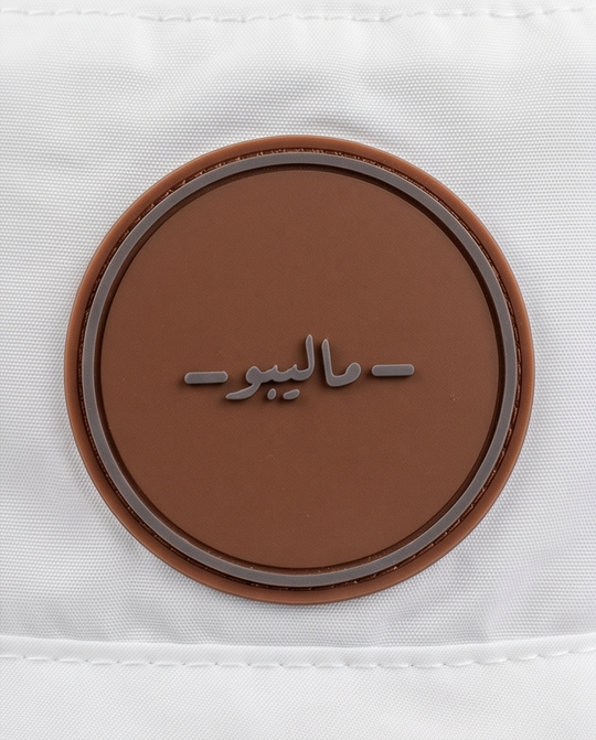 White -ماليبو- Bucket Hat With Rope Beige Logo