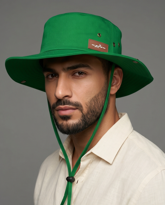 Malibu Mach Green Bucket Hat With Rope -ماليبو -