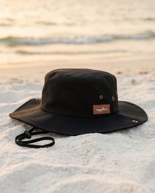 Malibu Black Bucket Hat With Rope -ماليبو -