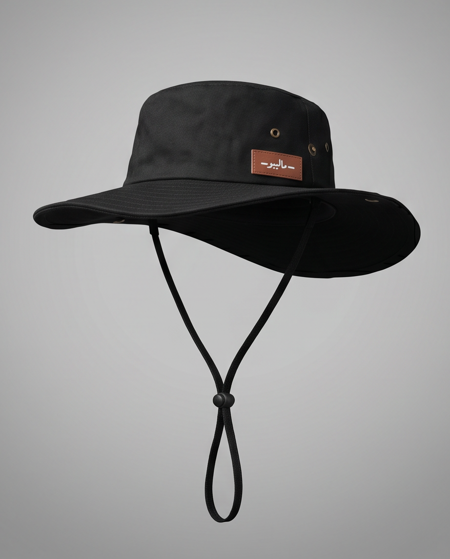 Malibu Black Bucket Hat With Rope -ماليبو -