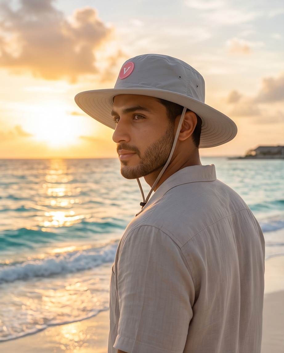 Varkomz Warm Grey Bucket Hat With Rope Orange Logo