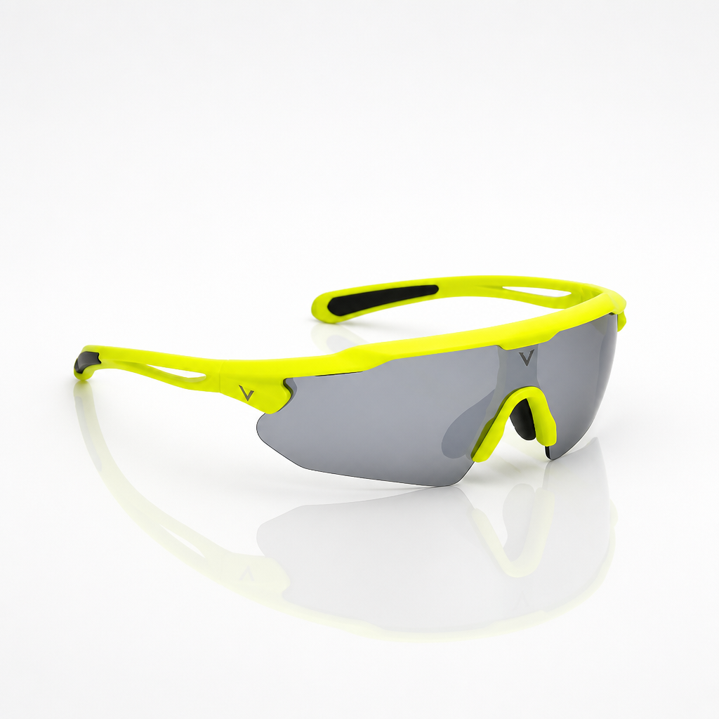 Varkomz Sunglass Neon Green Half Frame Silver Lens V9