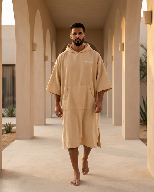 Beige Malibu Poncho Beach Towel