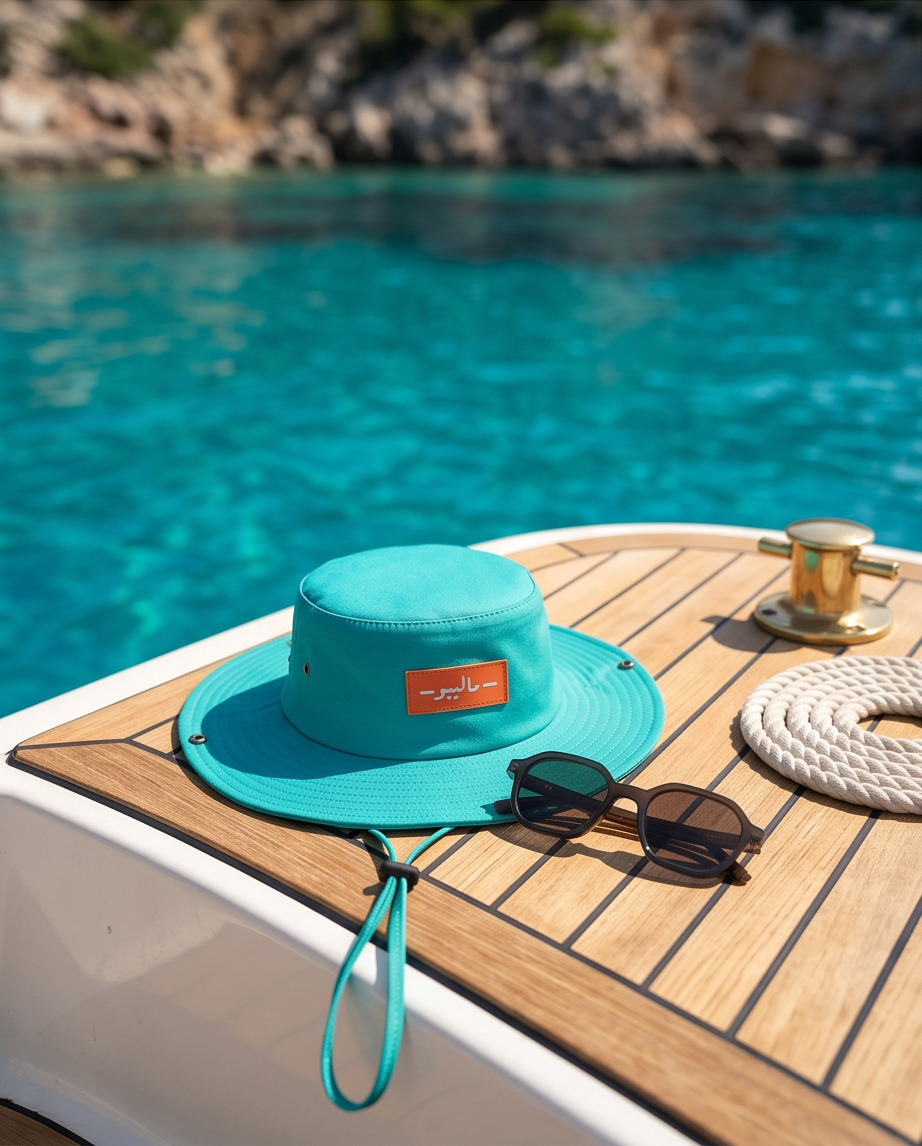 Malibu Turquoise Bucket Hat With Rope