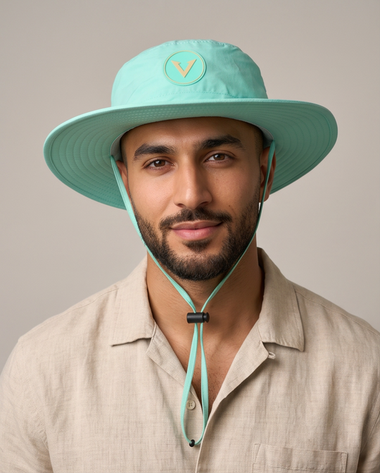 Varkomz Turquoise Bucket Hat With Rope Turquoise Logo