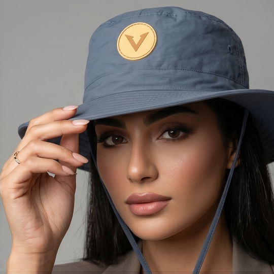 Varkomz Dark Grey Bucket Hat With Rope Beige Logo