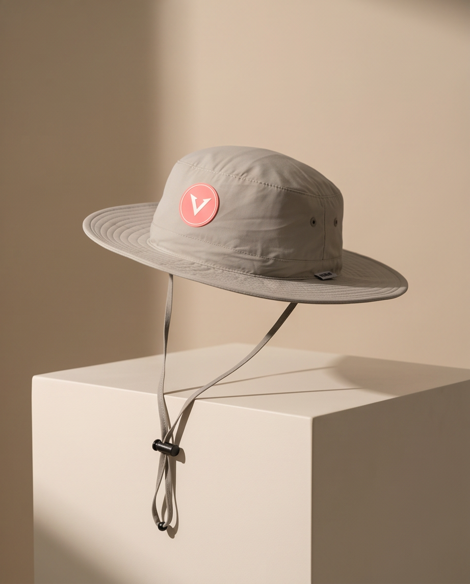 Varkomz Warm Grey Bucket Hat With Rope Orange Logo