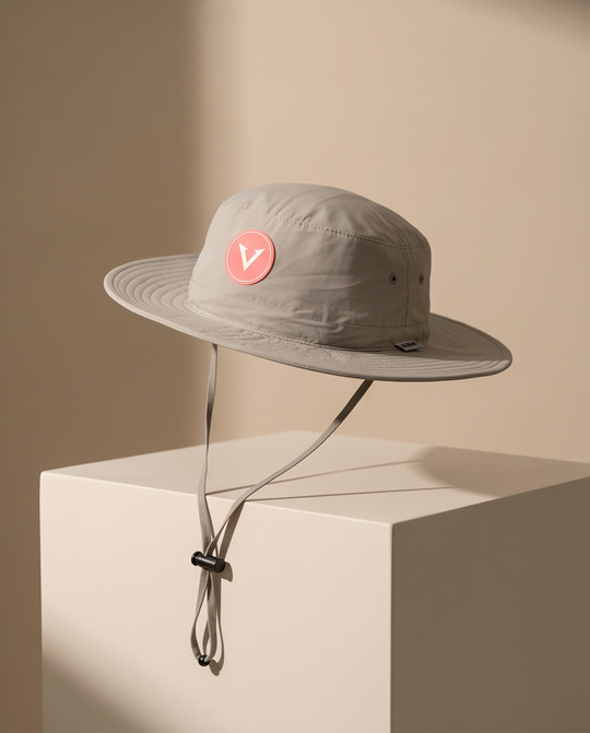 Varkomz Warm Grey Bucket Hat With Rope Orange Logo