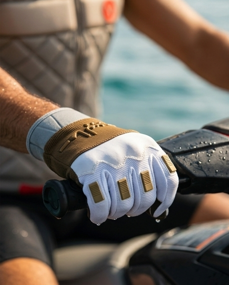 Malibu Gloves -ماليبو- White and Brown