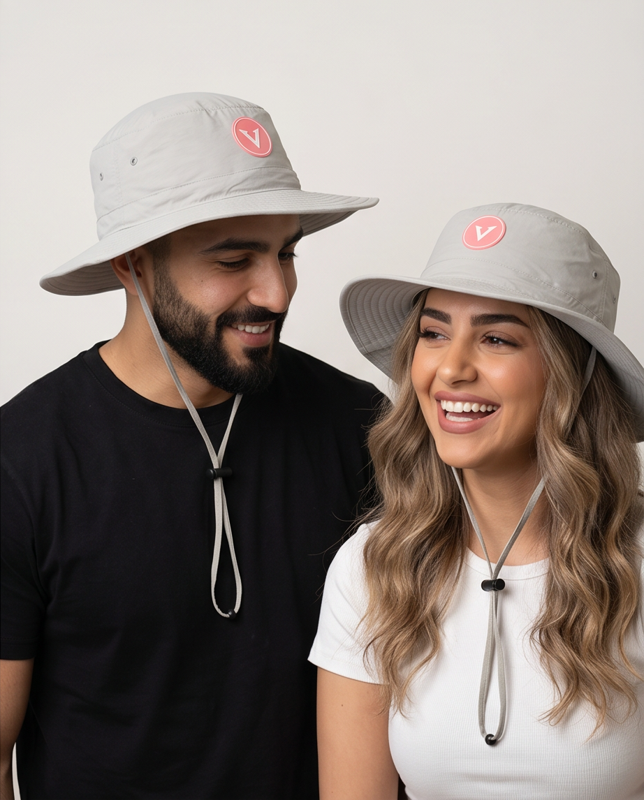 Varkomz Warm Grey Bucket Hat With Rope Orange Logo