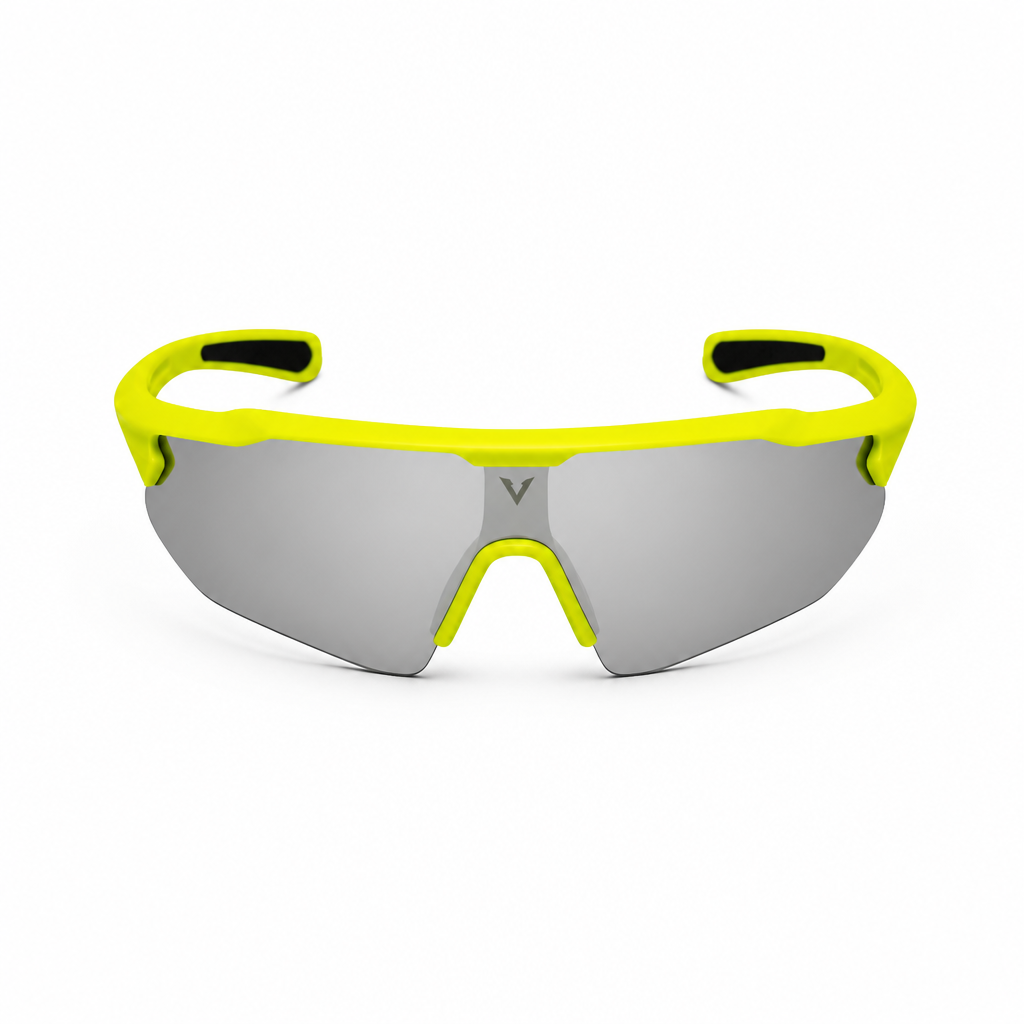 Varkomz Sunglass Neon Green Half Frame Silver Lens V9