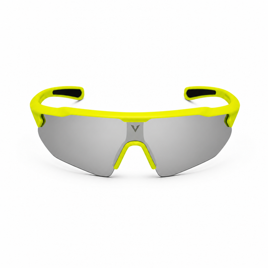 Varkomz Sunglass Neon Green Half Frame Silver Lens V9