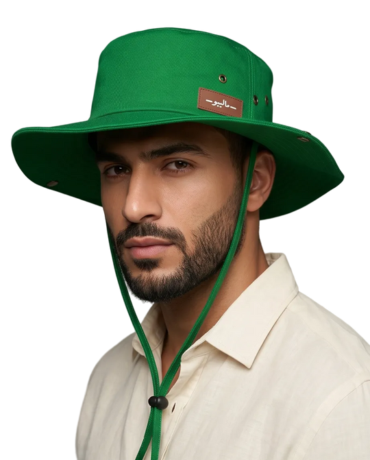 Malibu Mach Green Bucket Hat With Rope -ماليبو-