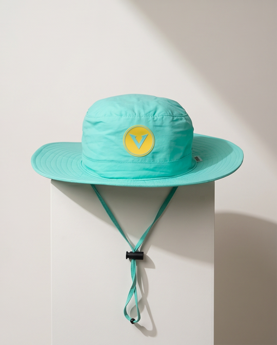 Varkomz Turquoise Bucket Hat With Rope Yellow Logo