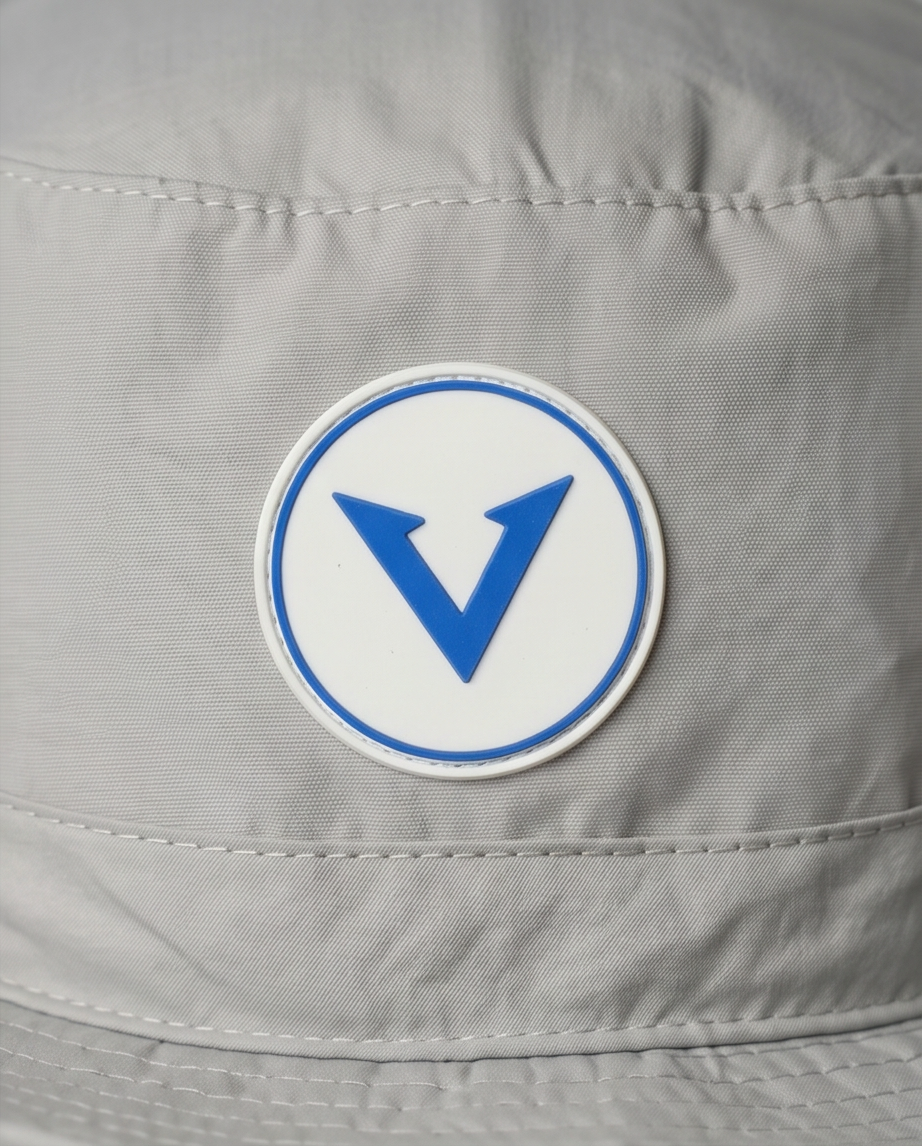 Varkomz Grey Bucket Hat With Rope Blue Logo