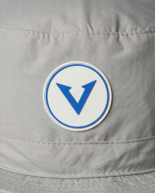 Varkomz Grey Bucket Hat With Rope Blue Logo