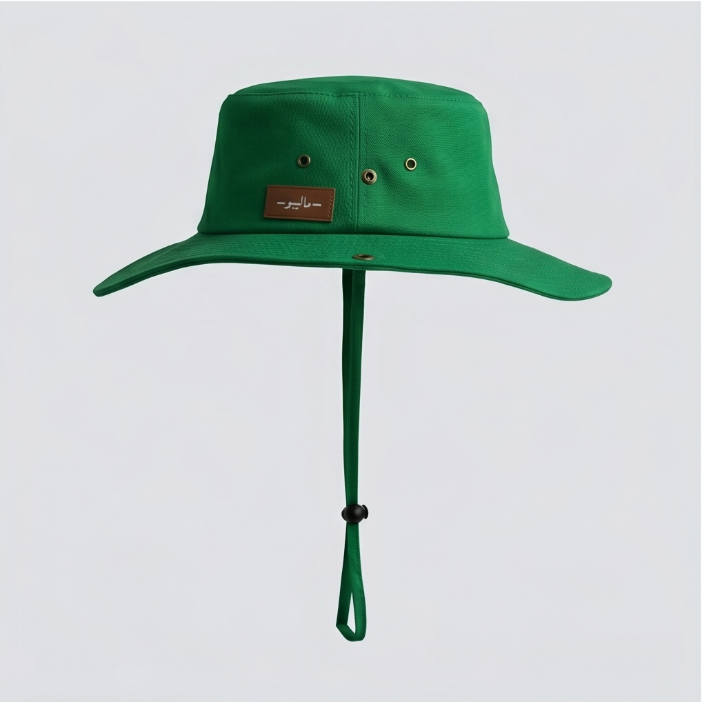 Malibu Mach Green Bucket Hat With Rope -ماليبو-