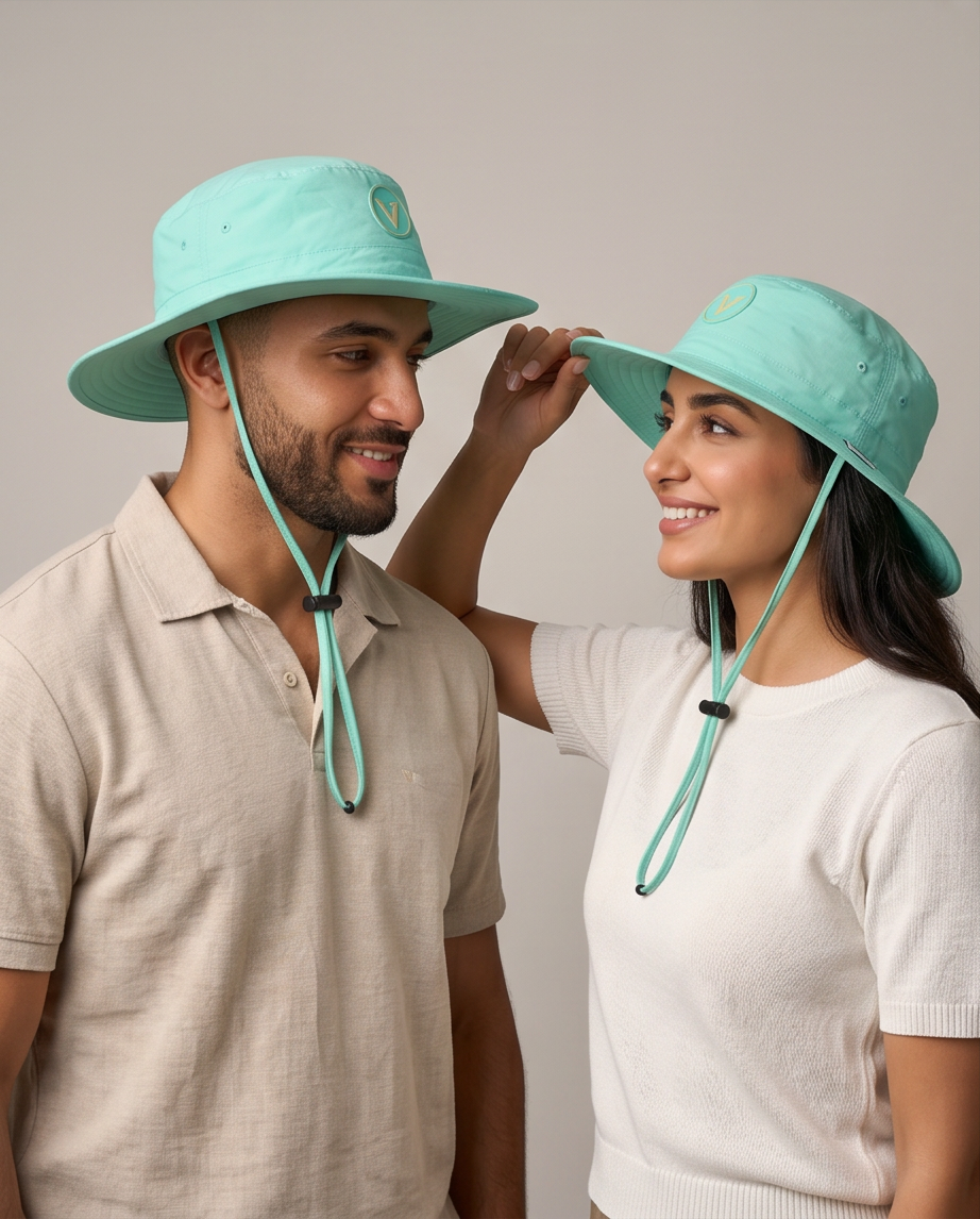 Varkomz Turquoise Bucket Hat With Rope Turquoise Logo
