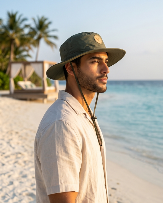 Varkomz Olive Green Bucket Hat With Rope