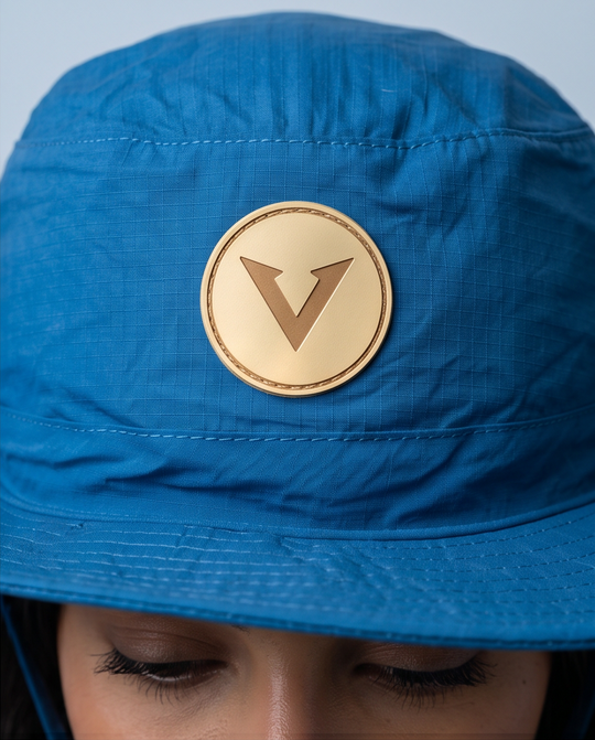 Varkomz Dark Blue Bucket Hat With Rope Beige Logo